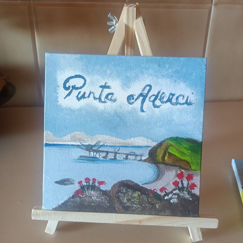 Handgemaltes Ölbild auf Leinwand. Punta Aderci sul mare.
