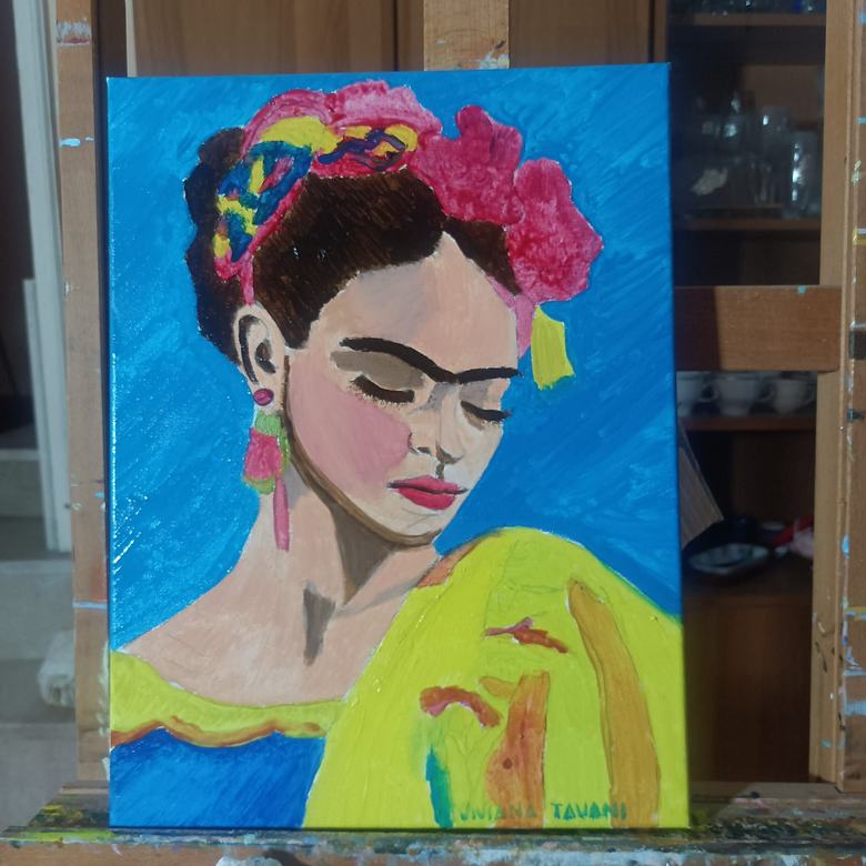 Handgemaltes Ölbild auf Leinwand. Ritratto di Frida Kahlo.